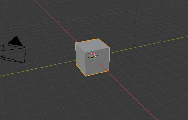 1. オブジェクトモードで立方体のメッシュを選択する