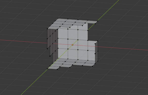 1. 立方体を細分化して一部の面を削除したメッシュ